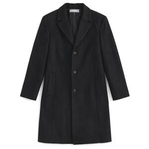 Lauren Ralph Lauren Broadway Black Wool Blend Overcoat 42R Single Breasted Coat